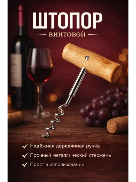 ДИА-89 Штопор для вина механический прочный винтовой