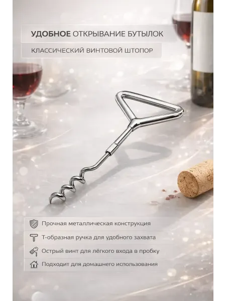 ЛАТИБЬЮТИФУЛ Штопор для вина механический прочный металлический