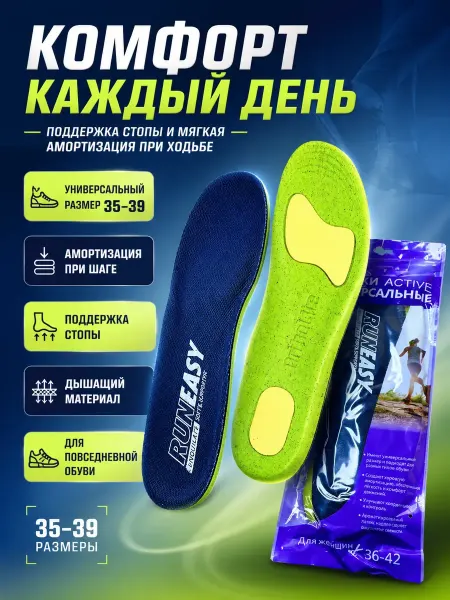 ВиоТрей Стельки для обуви кроссовок универсальные 35-39 р женские