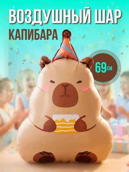 КоеЧто Воздушный шар Капибара с тортом