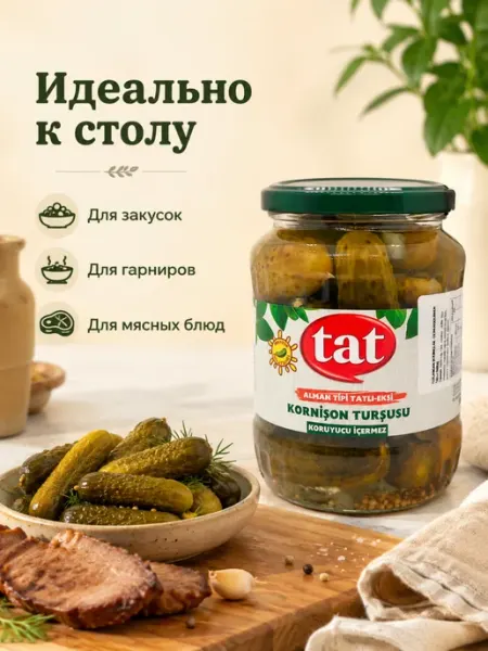 Маринованные корнишоны, сладко-кислые огурцы в банке. 330мл