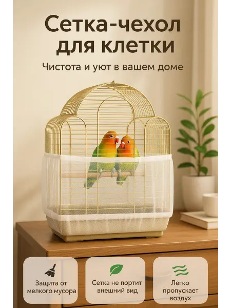 Чехол-сетка для клетки птиц попугаев и грызунов
