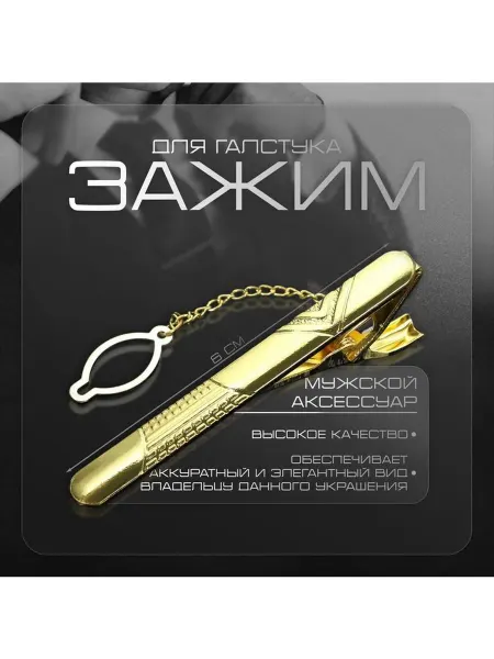 Зажим для галстука стальной «Классический» галка цвет золот