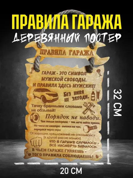 Постер правила гаража - подарок мужчине на день рождения
