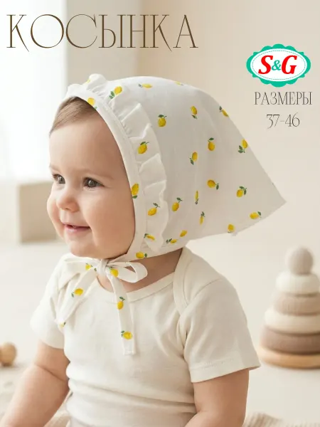 S&G Косынка для малышей новорожденных на голову на завязках