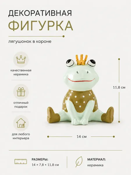 Сималенд Фигурка "Лягушонок в футболке в горошек, в короне"