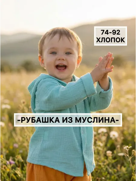 Дамбо Туника-рубашка детская муслиновая пляжная