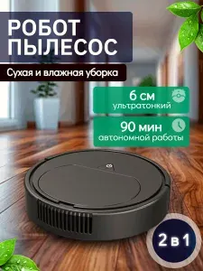 Робот-пылесос Робот пылесос сухой и влажной уборки, черный, черный матовый