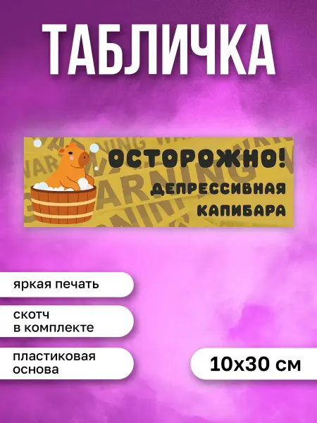 КОМБО Табличка на дверь Осторожно депрессивная капибара