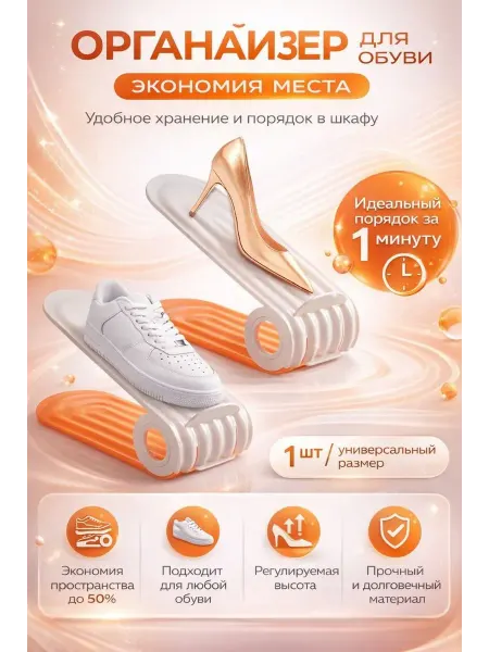 Тати07 Подставка для обуви органайзер двойной пластиковый в шкаф