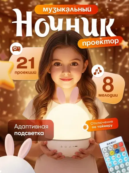 Ночник проектор Ночник-светильник проектор звездное небо музыкальный