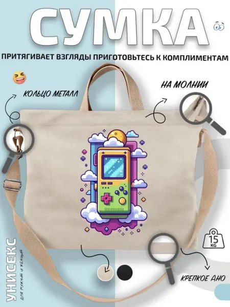 Через-плечо Сумка шоппер Ретро Игровая Приставка