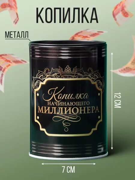 Сималенд Копилка металлическая подарочная для денег и монет