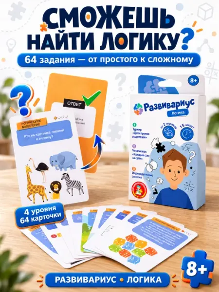 ДЕСЯТОЕ КОРОЛЕВСТВО Развивающие карточки для детей Логика