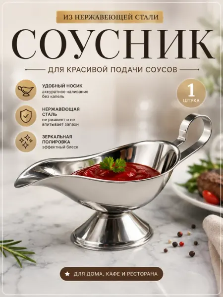 Юта05 Соусник с ручкой металлический маленький