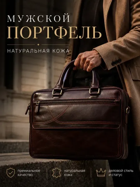 Мануфактура Слащева Портфель сумка из натуральной кожи для ноутбука и документов