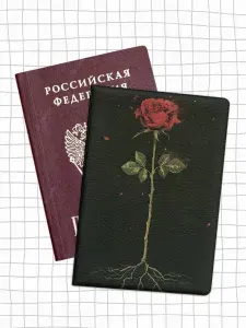 Обложка на паспорт, чехол для документов с принтом роза