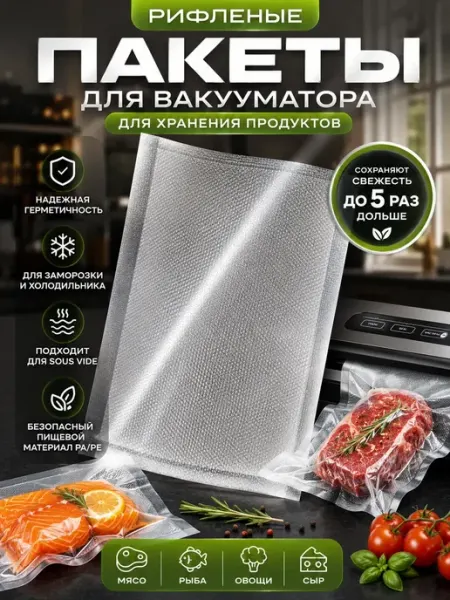 ТГ2601 Вакуумные пакеты рифленые универсальные для вакууматора