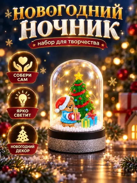 Сима-Ленд & Школа талантов Набор для поделок Новогодний ночник своими руками ёлочка