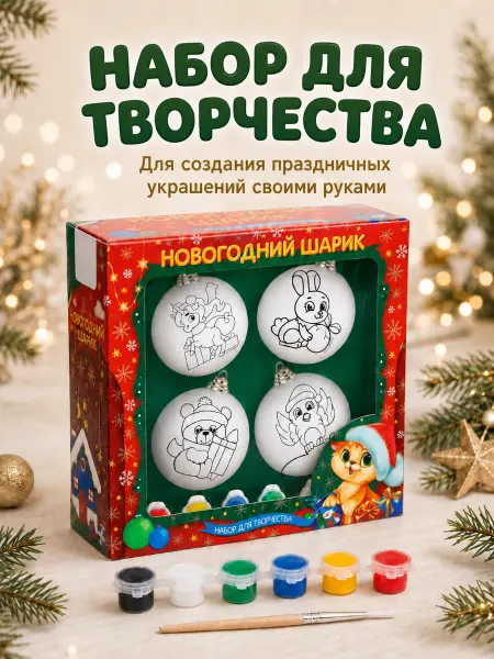Сима-Ленд & Школа талантов Новогодний набор для творчества Ёлочные шары