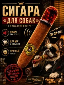 Игрушка для собак с пищалкой сигара, жевательная, мягкая