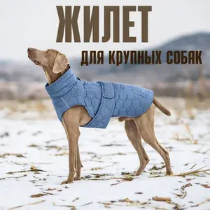 Жилет утеплённый, попона для собак средних и крупных пород, серо-голубой, XL
