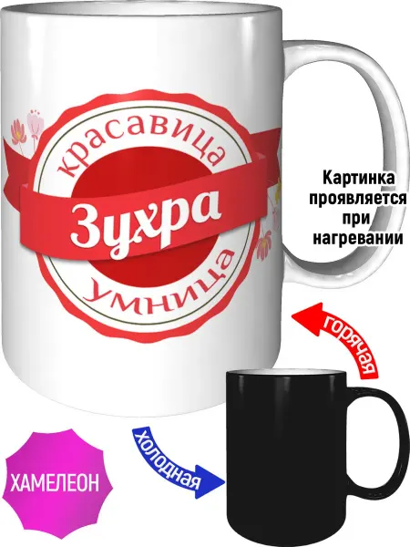 Легко МП Кружка именная Зухра - хамелеон