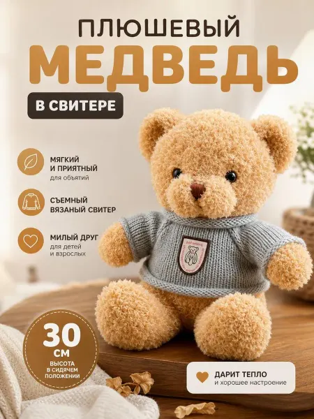 Мягкая Плюшевая игрушка Мишка