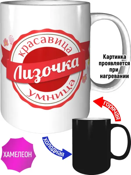 Легко МП Кружка с именем Лизочка - хамелеон