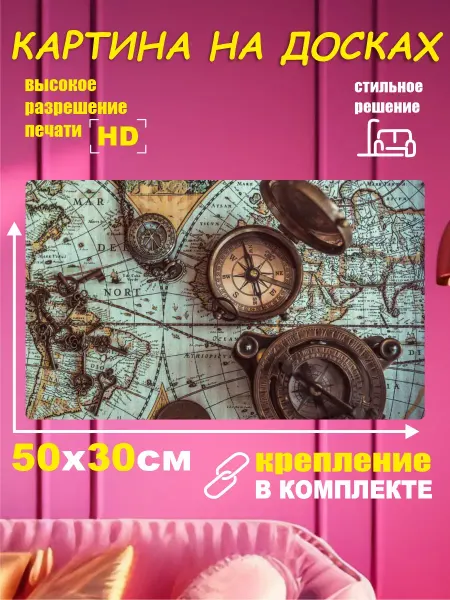 Карта Мира - Интерьерная картина