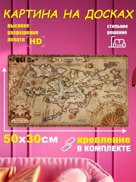 Пиратская карта - Интерьерная картина