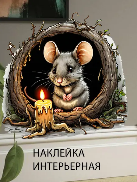 Подалирий Наклейка интерьерная мышка в норке