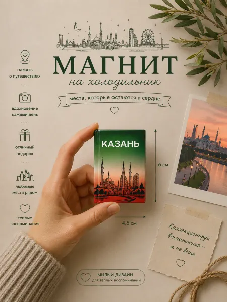 Книжка с фишкой Магнит на холодильник Казань сувенир