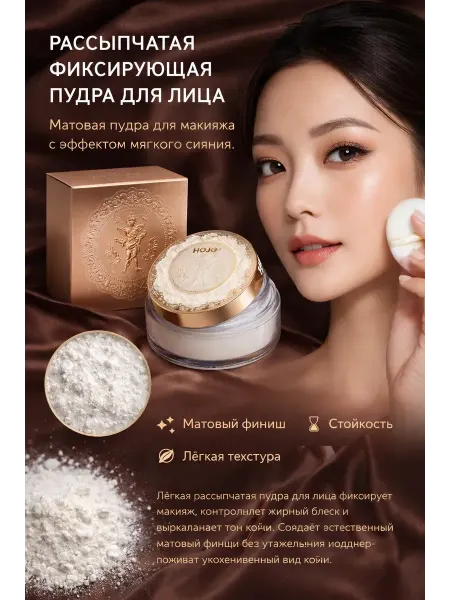 Кан4 пудра для лица матирующая прозрачная фиксирующая