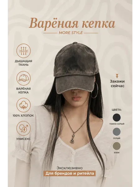 ТРЕНД СИГН Кепка-бейсболка однотонная унисекс хлопковая с регулировкой