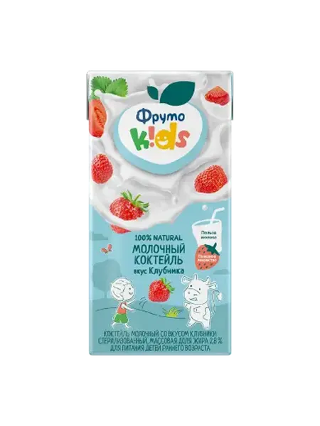 ФрутоНяня Коктейль молочный ФрутоKids клубника 200мл