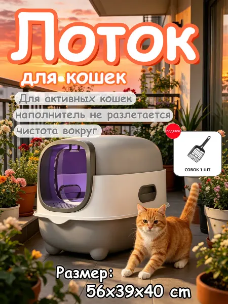 Закрытый туалет для кошек с УФ-стерилизацией