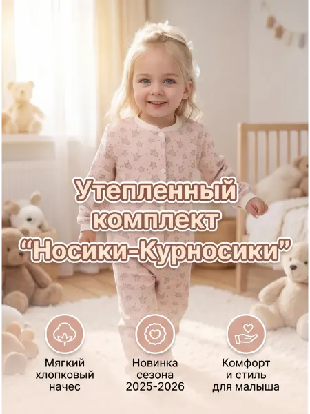 Носики-Курносики Утепленный детский костюм с начесом пижама