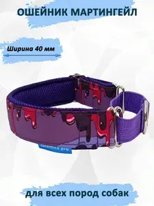 Ошейник мартингейл для собак "Фиолетовый Чих-Пых". S