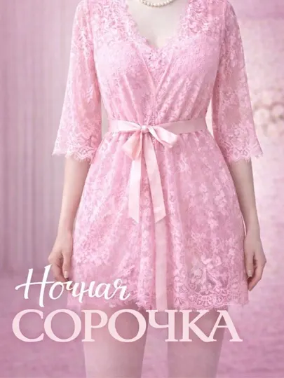 Пеньюар кружевной, ночная сорочка, набор женского белья