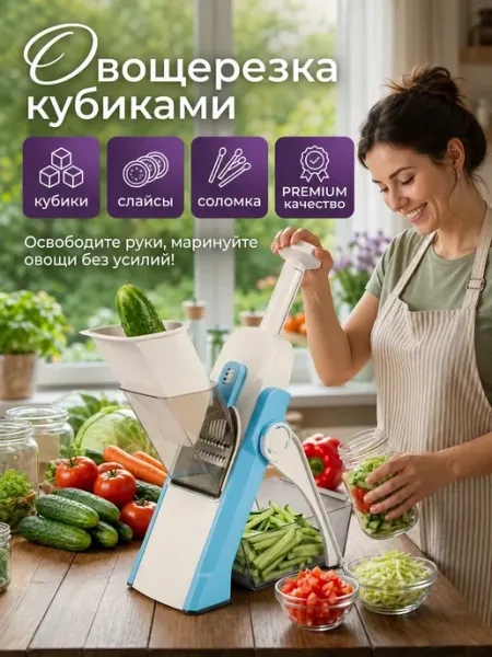 Терка с насадками овощерезка кубиками шинковка слайсер