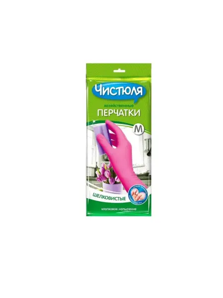 ЧИСТЮЛЯ Хозяйственные перчатки латексные, размер M