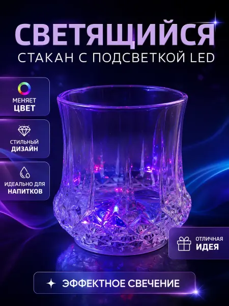 ЛИ56 Стакан светящийся с подсветкой для напитков пластиковый