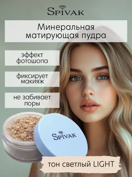 СпивакЪ Пудра для лица матирующая минеральная, тон светлый