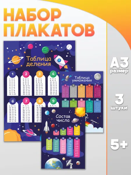Оранж полиграфия Набор обучающих плакатов для начальной школы Математика