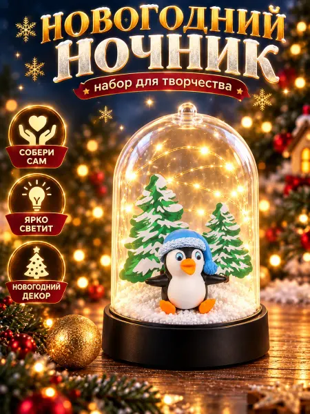 Сима-Ленд & Школа талантов Набор для творчества "Новогодний ночник", пингвинёнок