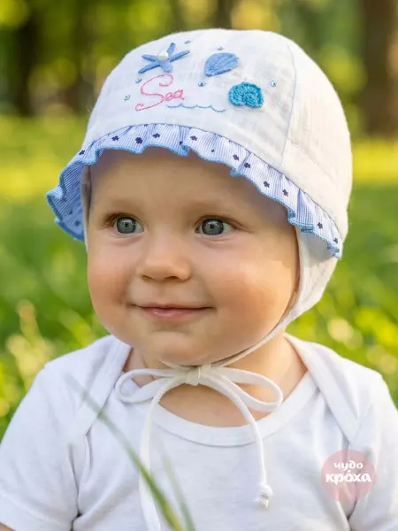 Чудо-кроха Чепчик для новорожденного белый однослойный хлопок