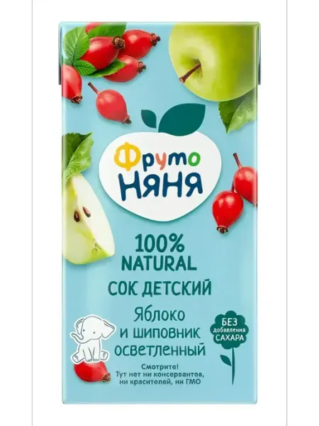 ФрутоНяня Сок из яблок и шиповника осветленный, 500 мл