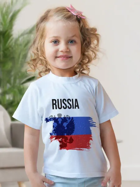 Филя Футболка детская белая флаг России