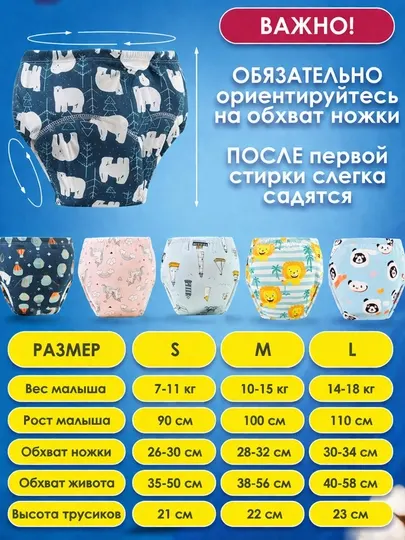 Многоразовые подгузники-трусики для приучения к горшку, тренировочные, трусы для детей